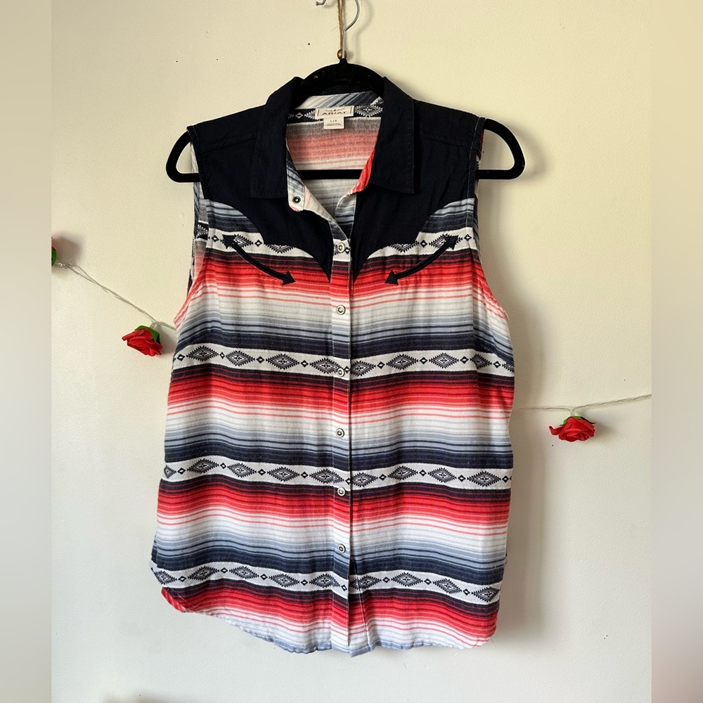 Ariat Tribal Aztec Native Western Cowgirl Tank Top L